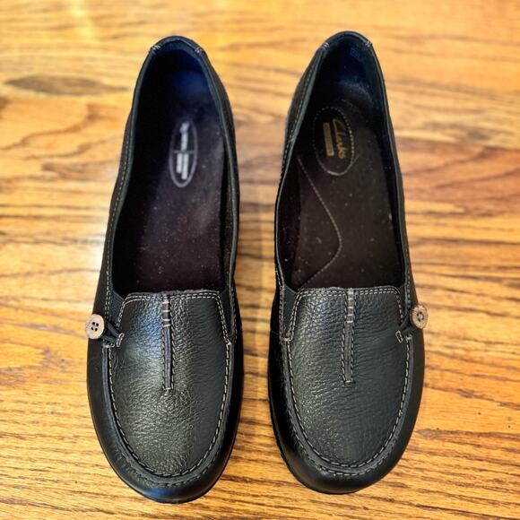 Clarks Women's 11M Black Ashland Scurry Clogs Slip On Leather Comfort Round Toe - Picture 4 of 15